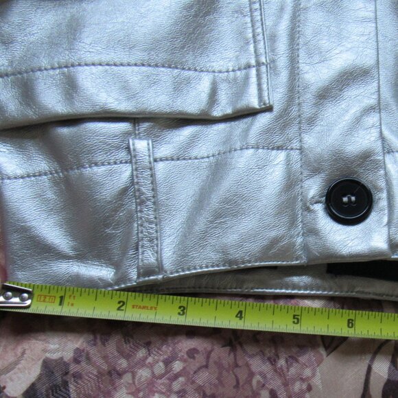 Maeve By Anthropologie Pants Womens,sz. 25P Wide Leg,Faux Leather,Silver - Picture 11 of 12